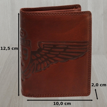 Adlerdruck Vintage Herren Portemonnaie Used Look Handgemacht Hochformat rot
